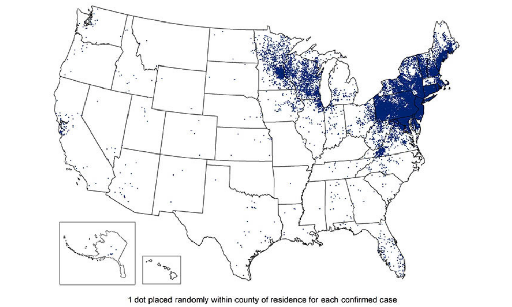 mapa de la enfermedad de lyme usa cdc